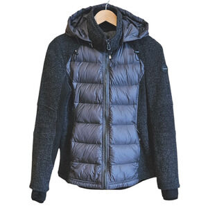 Halifax Women's Insulated Down Hooded Quilted Puffer Jacket Grey Size Medium